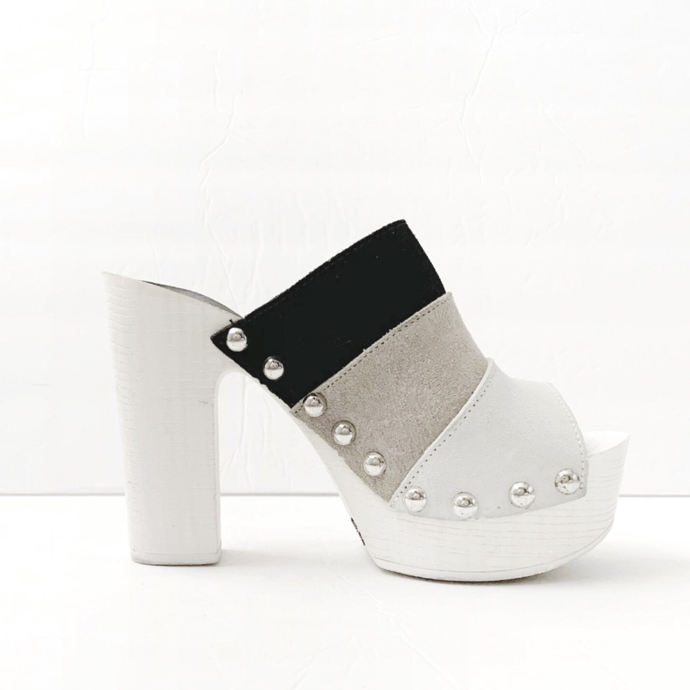 CHARLES DAVID Studded Slip On High Heel Mules | Size 7.5